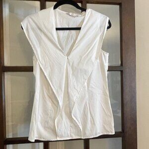 Trina Turk White Sleeveless Blouse, Size Medium
